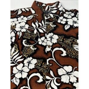 Kosi Bali Collection Mens  Brown and White Hawaiian Short Sleeve‎ Shirt Size XL